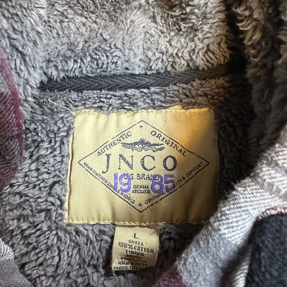 Vintage JNCO Sherpa Lined Plaid Jacket Large - Picture 3 of 6